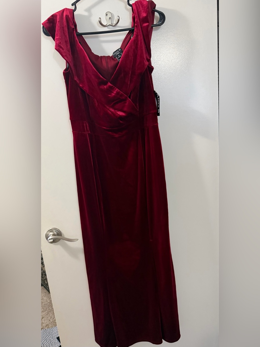 Luxurious Red Velvet Maxi Dress with V-Neck